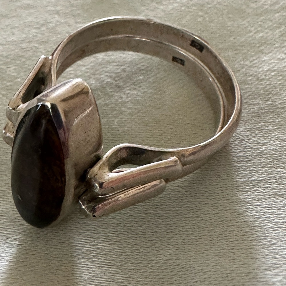 Sterling silver Larimar and Amber ring size 9.5 - Picture 9 of 10